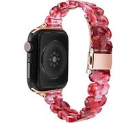 Mira las correas de la banda de reloj de resina Compatible con Apple Watch iWatch Series 1 2 3 4 5 6 SE 44 mm 44 mm 42 mm 38 mm Accesorios para la brazalete de banda de correa de muñeca para mujeres