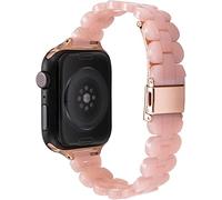 Mira las correas de la banda de reloj de resina Compatible con Apple Watch iWatch Series 1 2 3 4 5 6 SE 44 mm 44 mm 42 mm 38 mm Accesorios para la brazalete de banda de correa de muñeca para mujeres