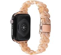 Mira las correas de la banda de reloj de resina Compatible con Apple Watch iWatch Series 1 2 3 4 5 6 SE 44 mm 44 mm 42 mm 38 mm Accesorios para la brazalete de banda de correa de muñeca para mujeres