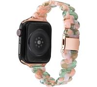 Mira las correas de la banda de reloj de resina Compatible con Apple Watch iWatch Series 1 2 3 4 5 6 SE 44 mm 44 mm 42 mm 38 mm Accesorios para la brazalete de banda de correa de muñeca para mujeres