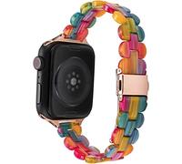 Mira las correas de la banda de reloj de resina Compatible con Apple Watch iWatch Series 1 2 3 4 5 6 SE 44 mm 44 mm 42 mm 38 mm Accesorios para la brazalete de banda de correa de muñeca para mujeres