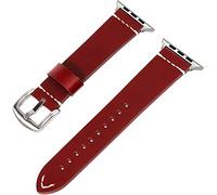 Mira las correas de la banda de vigilancia de PU handmade a mano para 38 mm 42 mm 44 mm Iwatch Apple Watch Series 4 3 2 1 Banja de muñeca de la banda de cierre de acero (Color de banda: Red Brown S