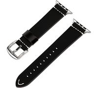 Mira las correas de la banda de vigilancia de PU handmade a mano para 38 mm 42 mm 44 mm Iwatch Apple Watch Series 4 3 2 1 Banja de muñeca de la banda de cierre de acero (Color de banda: Red Brown S