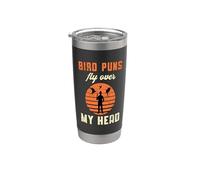 Mira los juegos de palabras de pájaros vuelan sobre mi cabeza Vintage Bird Watcher Vaso térmico de acero inoxidable de doble pared