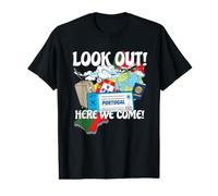 Mira Portugal Aquí Venimos Viaje De Vacaciones Familiares Camiseta gráfica económica