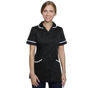 Mirabella Health & Beauty Nightingale Healthcare - Uniforme tipo túnica para mujer, Ribete negro y blanco, 46