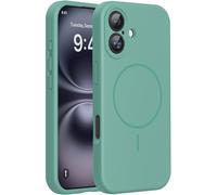 Miracase Compatible con iPhone 16, [forro interior de microfibra suave resistente a los arañazos], compatible con MagSafe, funda de silicona líquida con protección antigolpes para iPhone 16, verde