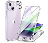 Miracase Funda Compatible con iPhone 14 de 6.1 Pulgadas, [Protector de Pantalla de Vidrio Integrado + Protector de Lente de cámara] Cubierta Trasera Transparente