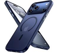 Miracase Funda magnética para 17 Pro Max de 6.9 pulgadas con protector de pantalla de cristal y protector de cámara, funda 17 ProMax a prueba de caídas, color azul