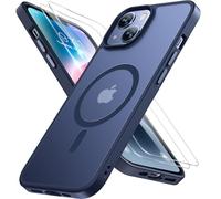 Miracase Funda magnética para iPhone 14 [compatible con MagSafe] [con 2 protectores de pantalla] protección de grado militar, antihuellas, diseño delgado para iPhone 14, azul oscuro