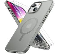 Miracase Funda magnética para iPhone 14 [compatible con MagSafe] [con 2 protectores de pantalla] protección de grado militar, antihuellas, diseño delgado para iPhone 14, gris