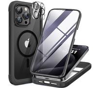Miracase Funda magnética para iPhone 15 Pro Max de 6.7 pulgadas [compatible con Magsafe] Funda de cuerpo completo a prueba de caídas para iPhone 15 Pro Max con protector de pantalla de vidrio templado