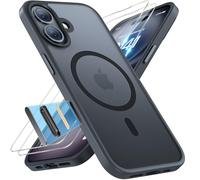 Miracase Funda magnética para iPhone 16 Magsafe [con 2 Cristales de protección y Control de cámara] Protección Militar Resistente a los Golpes Resistente a los arañazos Tacto Aterciopelado Fina Funda