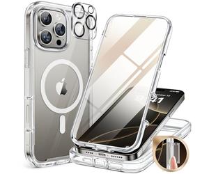 Miracase Funda magnética para iPhone 16 Pro de 6.3 pulgadas, carcasa de cuerpo completo compatible con MagSafe y protector de pantalla de vidrio templado 9H integrado + protector de lente de cámara