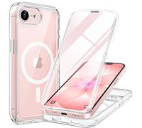 Miracase Funda magnética para iPhone 16e de 6.1 pulgadas 2025, protector de pantalla de vidrio templado 9H integrado, parachoques de cuerpo completo a prueba de golpes con cubierta trasera