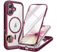 Miracase Funda magnética para iPhone 17, protector de pantalla de cristal integrado [sin burbujas] + botón de control de cámara, parachoques de cuerpo completo compatible con MagSafe, funda a prueba