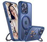 miracase Funda para iPhone 15 Pro Max Case con soporte de 360°, color azul