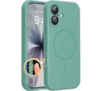 Miracase Funda para iPhone 17, compatible con MagSafe, cubierta de silicona integrada para control de cámara, 3 mm de grosor, a prueba de golpes, protección contra caídas para teléfono 17, color verde