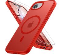 Miracase Funda para iPhone 17e y iPhone 16e Magsafe [con 2 9H + cristal blindado] [Top protección militar y fuerza magnética] Resistente a los golpes con tacto aterciopelado Funda para iPhone 17e/16e