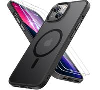 Miracase Magnetic Series - Funda para iPhone 13 [compatible con MagSafe] [con 2 protectores de pantalla] protección de grado militar, antihuellas, diseño delgado para iPhone 13, color negro grafito
