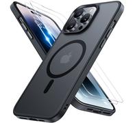 Miracase Magnética para iPhone 14 Pro MAX Funda para Magsafe [con 2 Cristales Protectores] Protección Militar Resistente a los Golpes y a los arañazos, antihuellas, Tacto Aterciopelado, Fina, Funda