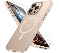 Miracase Magnético para iPhone 16 Pro Funda para Magsafe [con 2 Cristales Protectores] Protección Militar Resistente a los Golpes y a los arañazos, antihuellas Dactilares, Tacto Aterciopelado, Fina