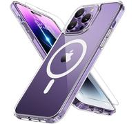 Miracase MagSafe - Funda para iPhone 14 Pro Max con 9H + protector de pantalla, protección de grado militar, a prueba de golpes, resistente a los arañazos, con tacto de terciopelo, funda para iPhone