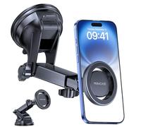 Miracase Soporte de teléfono móvil para coche Magsafe [ventosa fuerte] Soporte para teléfono móvil para coche giratorio 360°, salpicadero, parabrisas de coche, kit de soporte para iPhone Galaxy todos