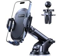 Miracase Soporte Móvil Coche 3 en 1 [Robusto y Seguro] | Universal Suporte Telemovel Carro, Rotazione a 360°, Brazo de Ajuste Telescópico, Compatible con iPhone y Otras Phones
