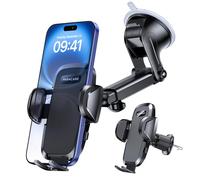 Miracase Soporte Movil Coche [Potente Ventosa], Doble Soporte Metálico para Parabrisas/Salpicadero/Ventilación de Aire, Soporte Teléfono Coche Universal para Smartphone