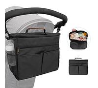Miracle Baby Bolsa Organizadora de Cochecitos para Mamá,Bolsa Carrito Bebe Súper Liviana, Multifuncional de Gran Capacidad para Almacenar (Negro 12L)
