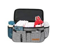 Miracle Baby Bolsa Organizadora de Cochecitos para Mamá,Bolsa Carrito Bebe Súper Liviana, Multifuncional de Gran Capacidad para Almacenar (Estrella Gris - Rectángulo)