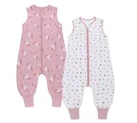 Miracle Baby - Juego de 2 bolsas de dormir para bebé, 0.5 Tog - Saco de dormir de verano con pies sin mangas para niña, niño, turbina 100% algodón