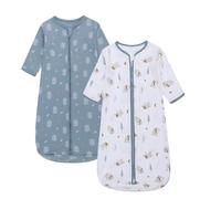 Miracle Baby Saco de dormir portátil para bebé, 100 % algodón, manga larga, paquete de 2 unidades, de 0 a 18 meses (oso + hoja, M)