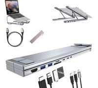 Miracle/Civilized 8-in-1 USB-C Laptop Stand, Upliftjoys Laptop Docking Station, with 4k HDMI, 2 USB 3.0, PD 100w, Universal for Home Offices, Corporate Desks (8 In 1, 32g)