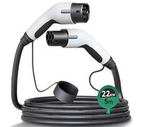 Miracle EV Connctor EV Cable de Carga Tipo 2 Cable de Vehículo Eléctrico EV 32A 22KW Cable de 5m IP66 Impermeable con Bolsa de Transporte para IEC62196 Híbrido de Carga de Coches Eléctricos（Blanco）