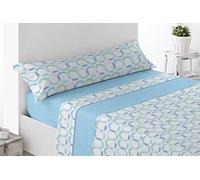 Miracle Home. Acari 4-Piece Duvet Cover Set, Fitted Sheet, Flat Sheet and Two Pillowcases, 50% Cotton, 50% Polyester, 180 x 200 cm, Blue