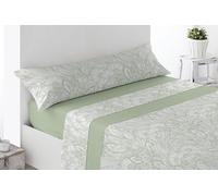 Miracle Home. Juego de sábanas Arges. Set de 3 Piezas, sábana Bajera Ajustable, encimera y Funda de Almohada. Anti-Peeling. 50% algodón-50% Microfibra cepillada. Verde. 90 x 200. Cama 90