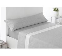 Miracle Home. Juego de sábanas Floreta. Set de 3 Piezas, sábana Bajera Ajustable, encimera y Funda de Almohada. Anti-Peeling. 50% algodón-50% Microfibra cepillada. Gris. 105 x 200. Cama 105