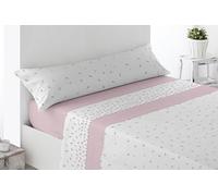 Miracle Home. Juego de sábanas Lanuza. Set de 3 Piezas, sábana Bajera Ajustable, encimera y Funda de Almohada. Anti Peeling. 50% algodón-50% Microfibra cepillada. Rosa. 135 x 200. Cama 135
