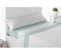 Miracle Home. Juego de sábanas Lanuza. Set de 4 Piezas, sábana Bajera Ajustable, encimera y 2 Fundas de Almohada. Anti Peeling.Azul. 180 x 200. Cama 180. 2 Fundas de Almohada de 107x45