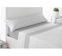 Miracle Home. Juego de sábanas Lanuza. Set de 4 Piezas, sábana Bajera Ajustable, encimera y 2 Fundas de Almohada. Anti Peeling.Gris. 150 x 200. Cama 150. 2 Fundas de Almohada de 70x45