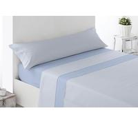 Miracle Home. Juego de sábanas Líneas. Set de 3 Piezas, sábana Bajera Ajustable, encimera y Funda de Almohada. Anti Peeling. 50% algodón-50% Microfibra cepillada. Azul. 135 x 200. Cama 135