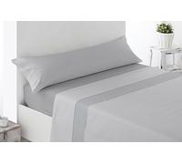 Miracle Home. Juego de sábanas Líneas. Set de 3 Piezas, sábana Bajera Ajustable, encimera y Funda de Almohada. Anti Peeling. 50% algodón-50% Microfibra cepillada. Gris. 135 x 200. Cama 135