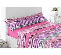 Miracle Home. Juego de sábanas Lucena. Set de 3 Piezas, sábana Bajera Ajustable, encimera y Funda de Almohada. 50% algodón-50% poliéster. 105X200. Rosa