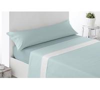 Miracle Home. Juego de sábanas Mantinos. Set de 3 Piezas, sábana Bajera Ajustable, encimera y Funda de Almohada. Anti-Peeling. 50% algodón-50% Microfibra cepillada. Azul. 135 x 200. Cama 135