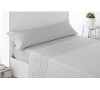Miracle Home. Juego de sábanas Roda. Set de 3 Piezas, sábana Bajera Ajustable, encimera y Funda de Almohada. Anti Peeling. 50% algodón-50% Microfibra cepillada. Gris. 105 x 200. Cama 105