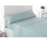 Miracle Home. Juego de sábanas Roda. Set de 4 Piezas, sábana Bajera Ajustable, encimera y 2 Fundas de Almohada. Anti Peeling.Azul. 150 x 200. Cama 150. 2 Fundas de Almohada de 70x45