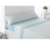 Miracle Home. Juego de sábanas Turcia. Set de 3 Piezas, sábana Bajera Ajustable, encimera y Funda de Almohada. Anti-Peeling. 50% algodón-50% Microfibra cepillada. Azul. 150 x 200. Cama 150