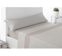 Miracle Home. Juego de sábanas Vichy. Set de 3 Piezas, sábana Bajera Ajustable, encimera y Funda de Almohada. Anti-Peeling. 50% algodón-50% Microfibra cepillada. Beige. 105 x 200. Cama 105